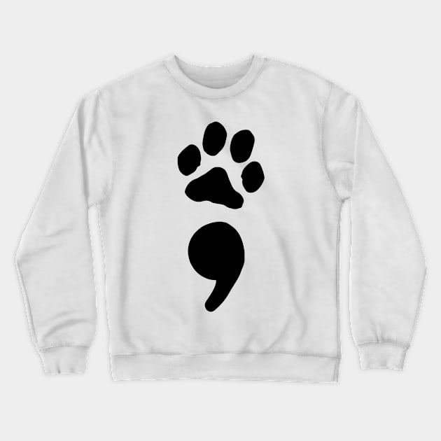 semicolon paw print (black) Crewneck Sweatshirt by mystudiocreate